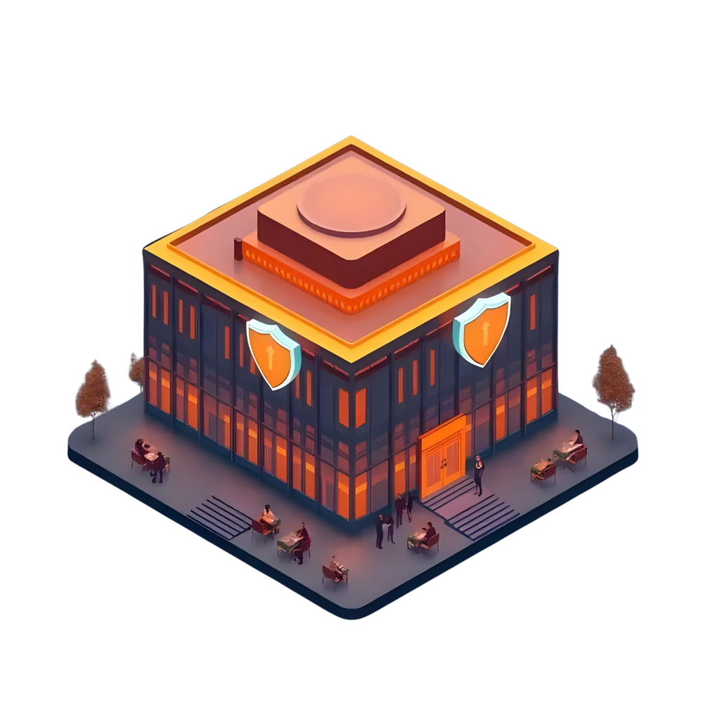 Illustration of a modern technology company building